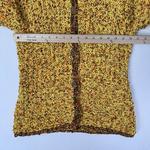 Unbranded Chunky‎ Sweater Womens Medium* Yellow Knit Cardigan Boho Hippie Artsy - Picture 15 of 16